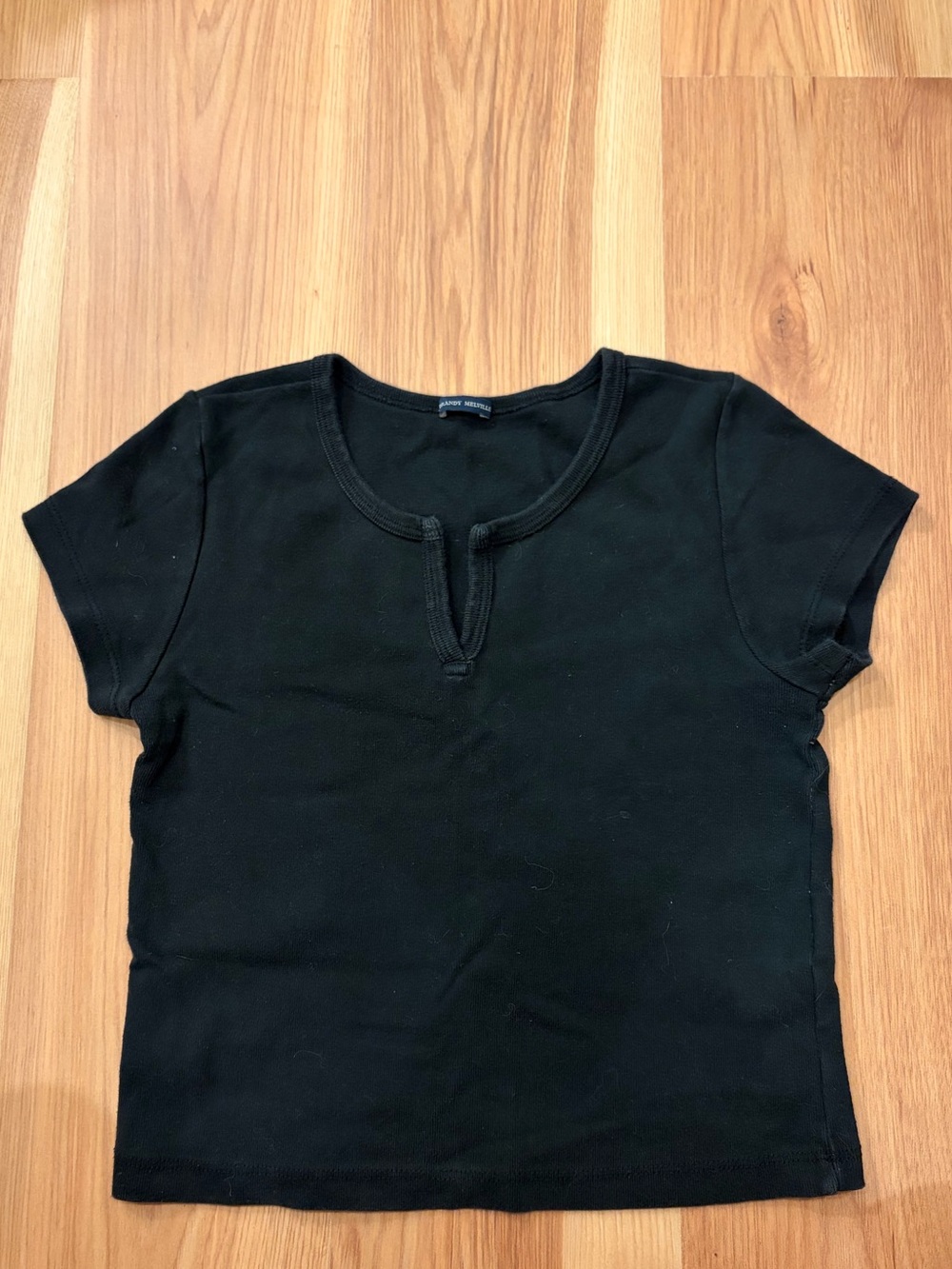 Brandy Melville Black Short Sleeve Ribbed Tee